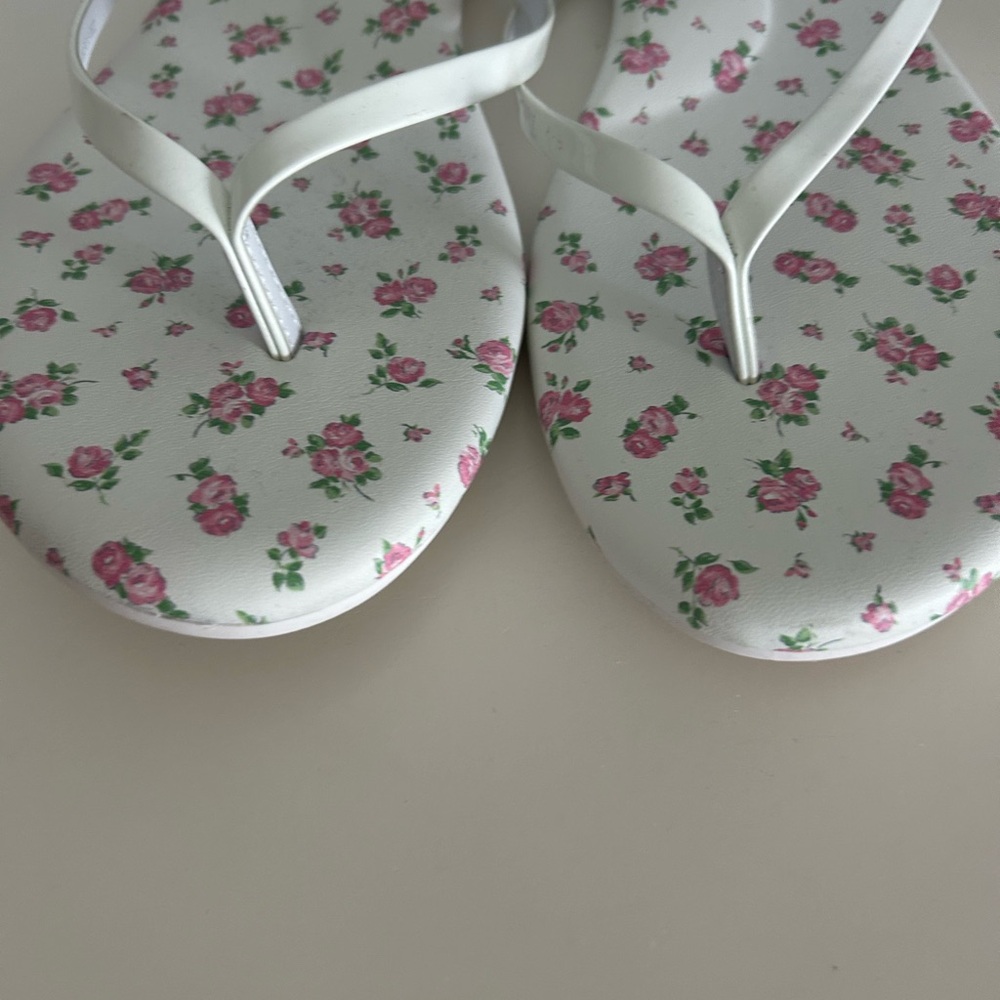 Solei Sea Indie white/pink floral sandal flip flop size 11 New - Picture 7 of 8